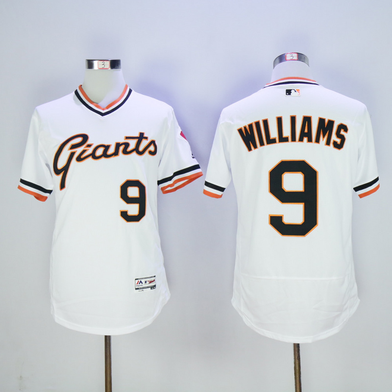 Men San Francisco Giants 9 Williams White Throwback Elite MLB Jerseys